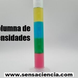 Columna de líquidos con diferentes densidades para niños